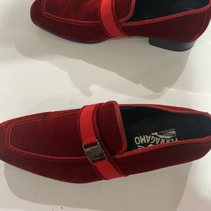 Ferragamo Italian Red Dress Shoe Loafers Size 10